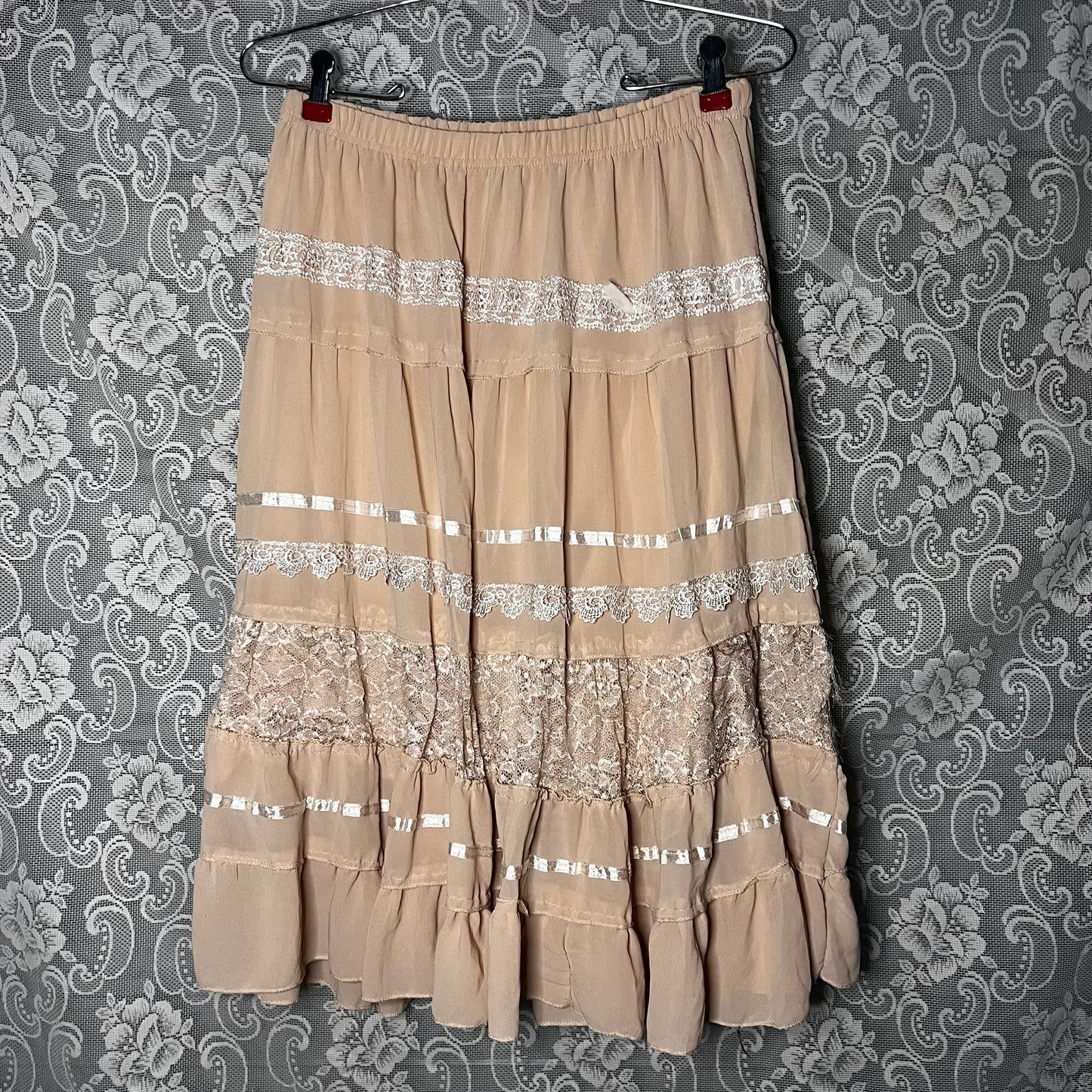 cream polyester lace skirt