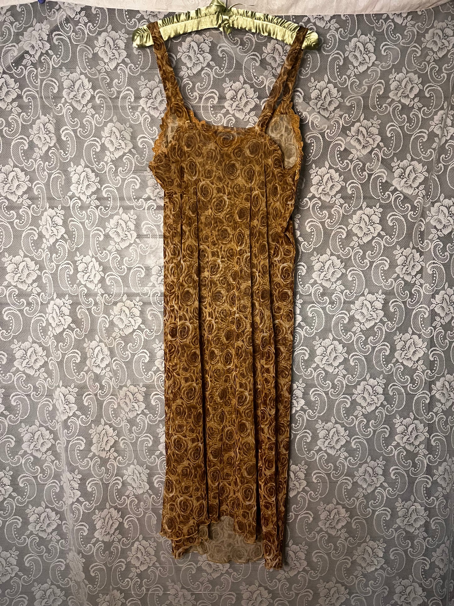 rusty roses sheer slip dress