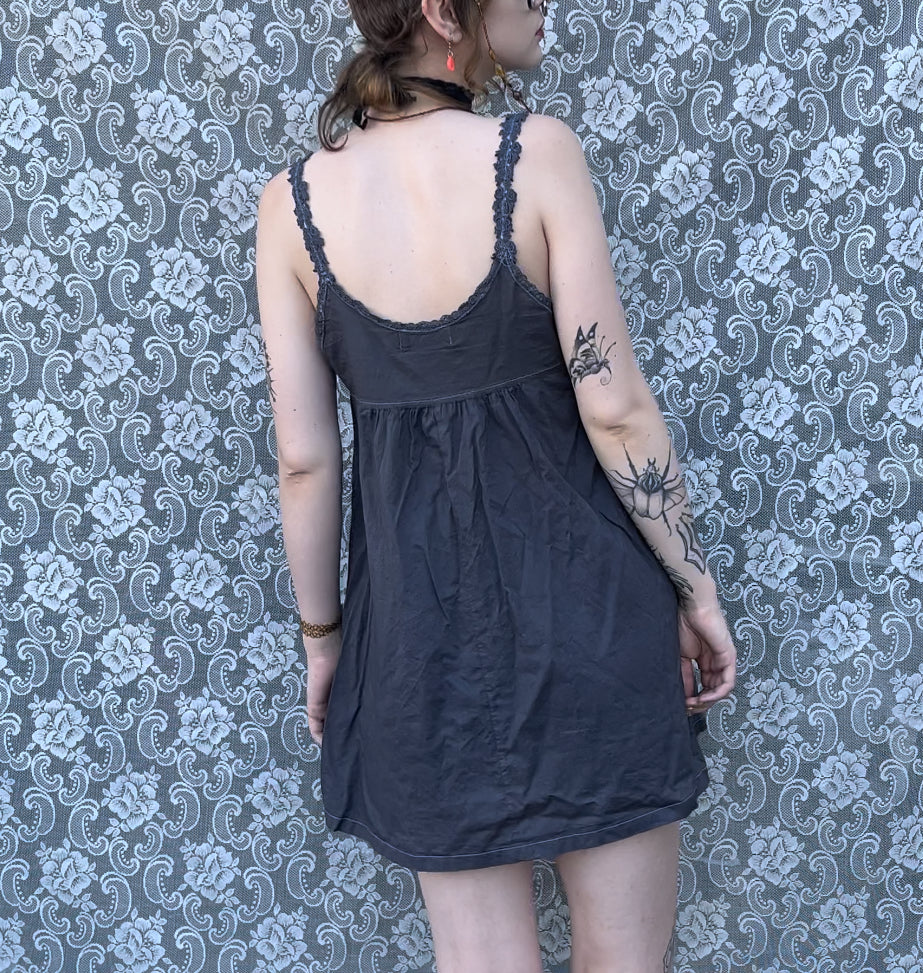 vintage grey hand dyed babydoll nightgown slip dress