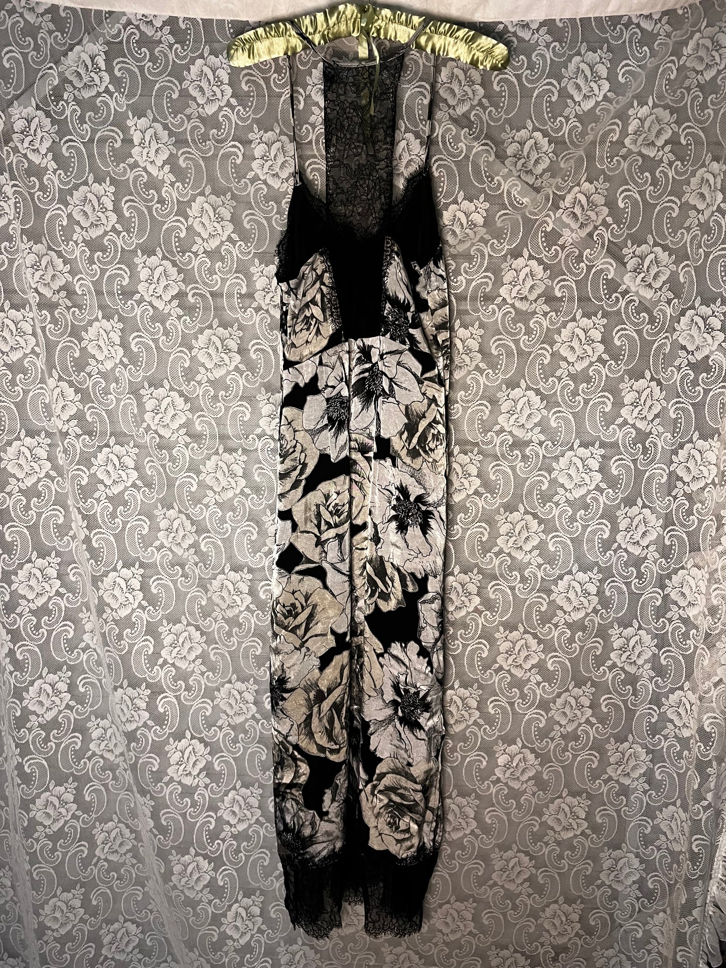 black n white floral formal slip