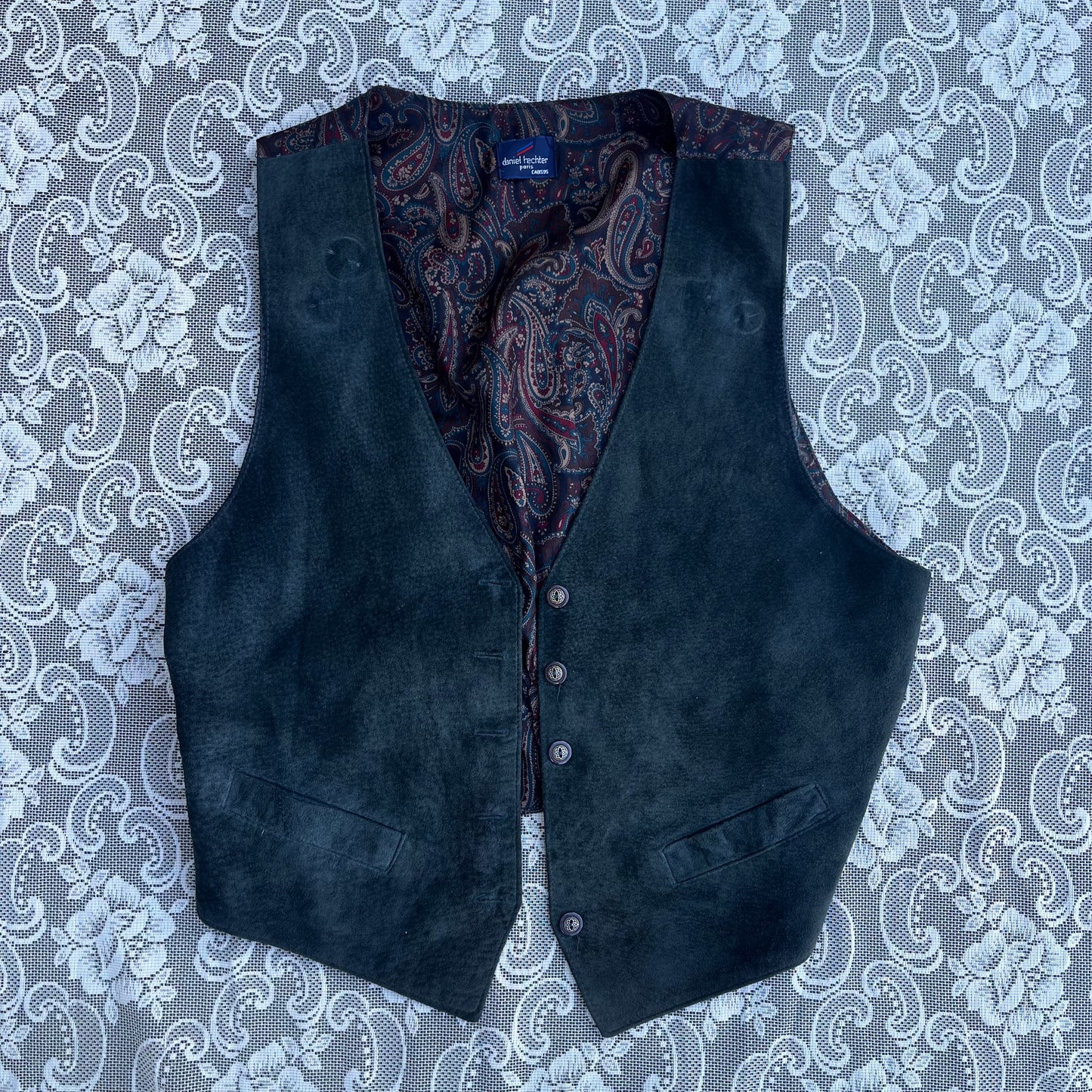 AS-IS forest green suede vest