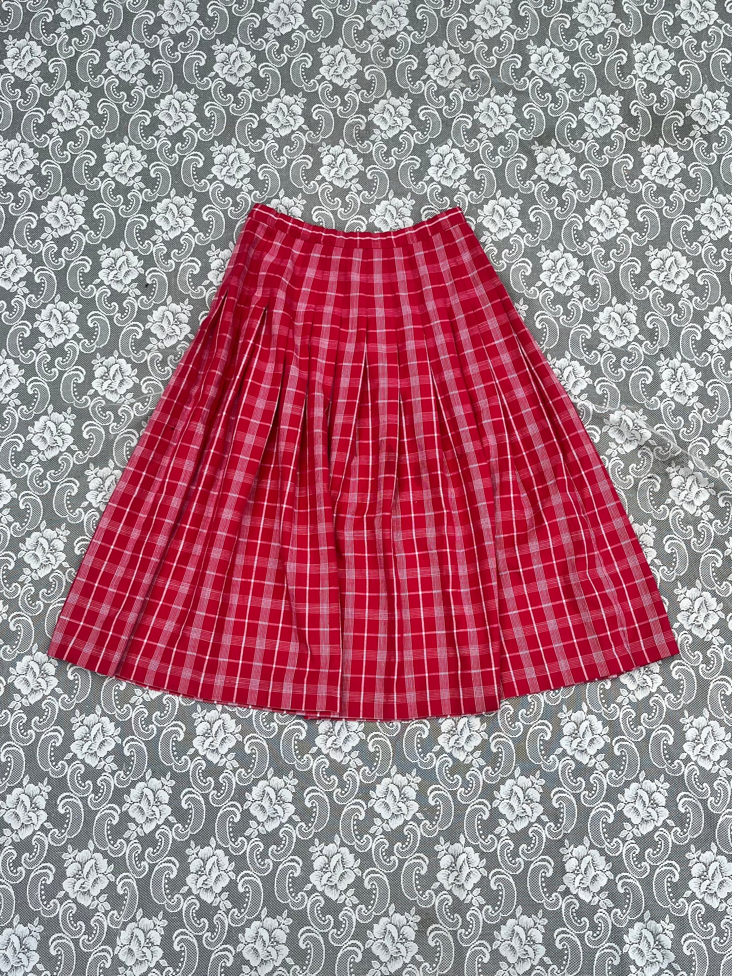 hot pink plaid pleated pendleton skirt