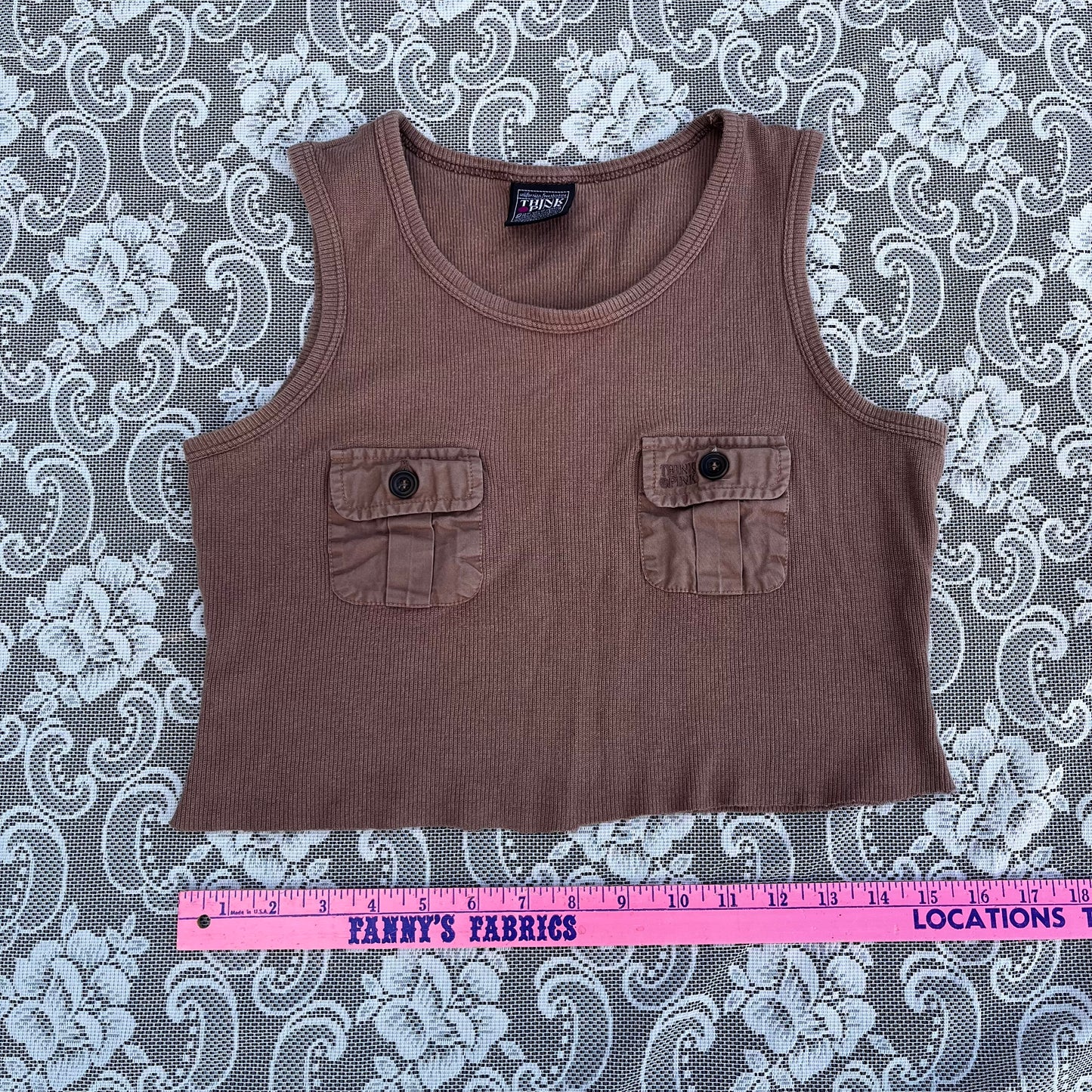 “think pink” pocket crop tank top