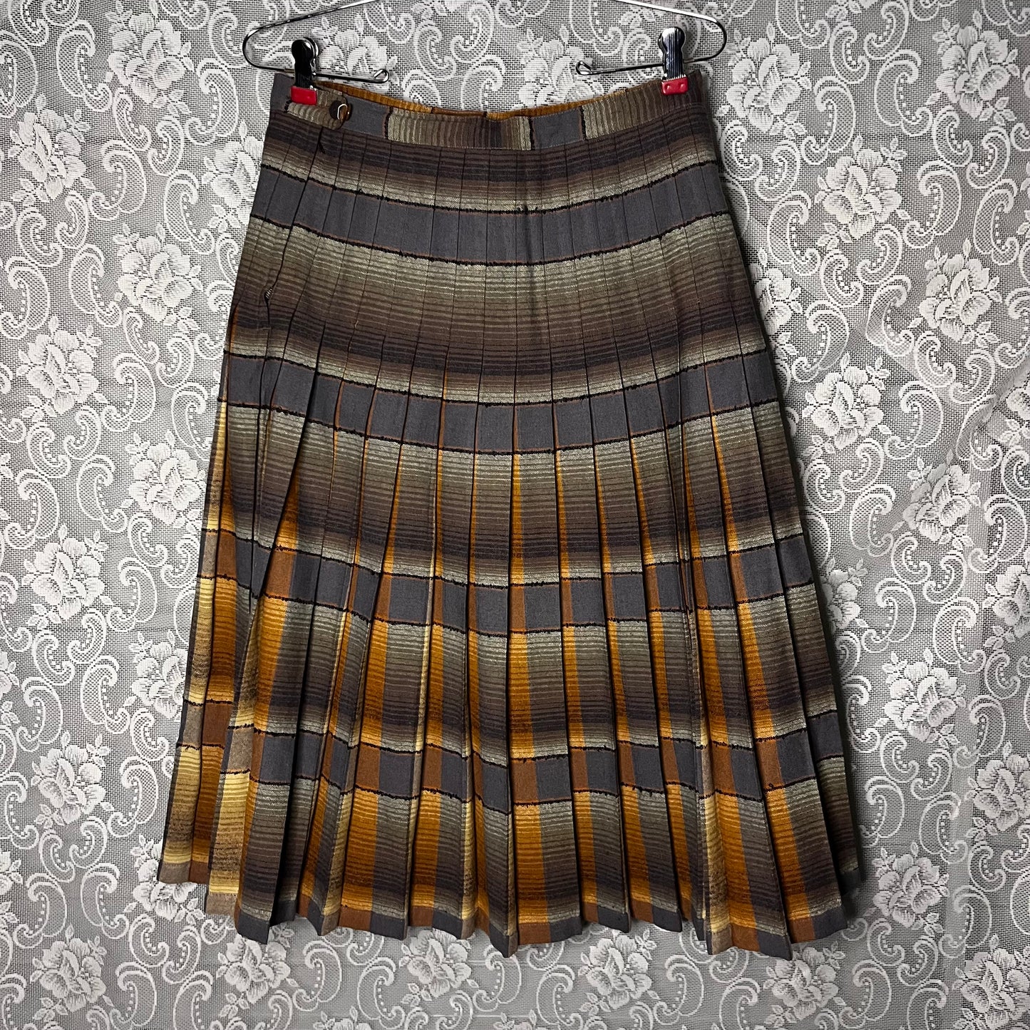 50s REVERSIBLE wool plaid skirt