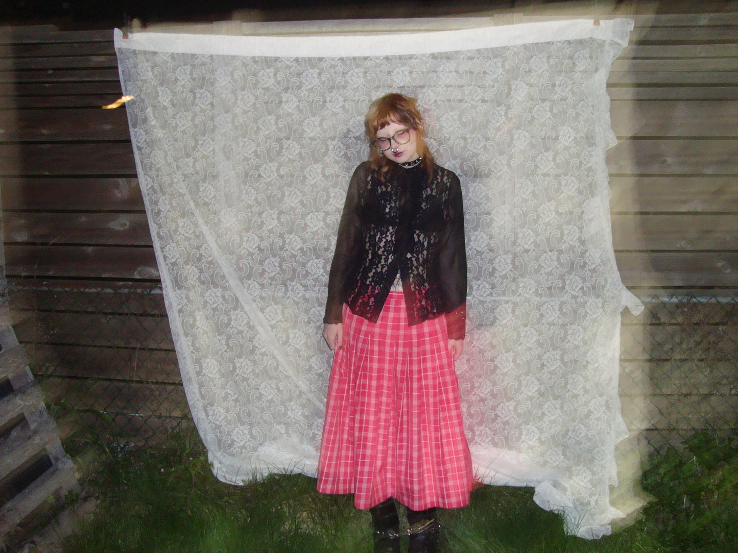 hot pink plaid pleated pendleton skirt