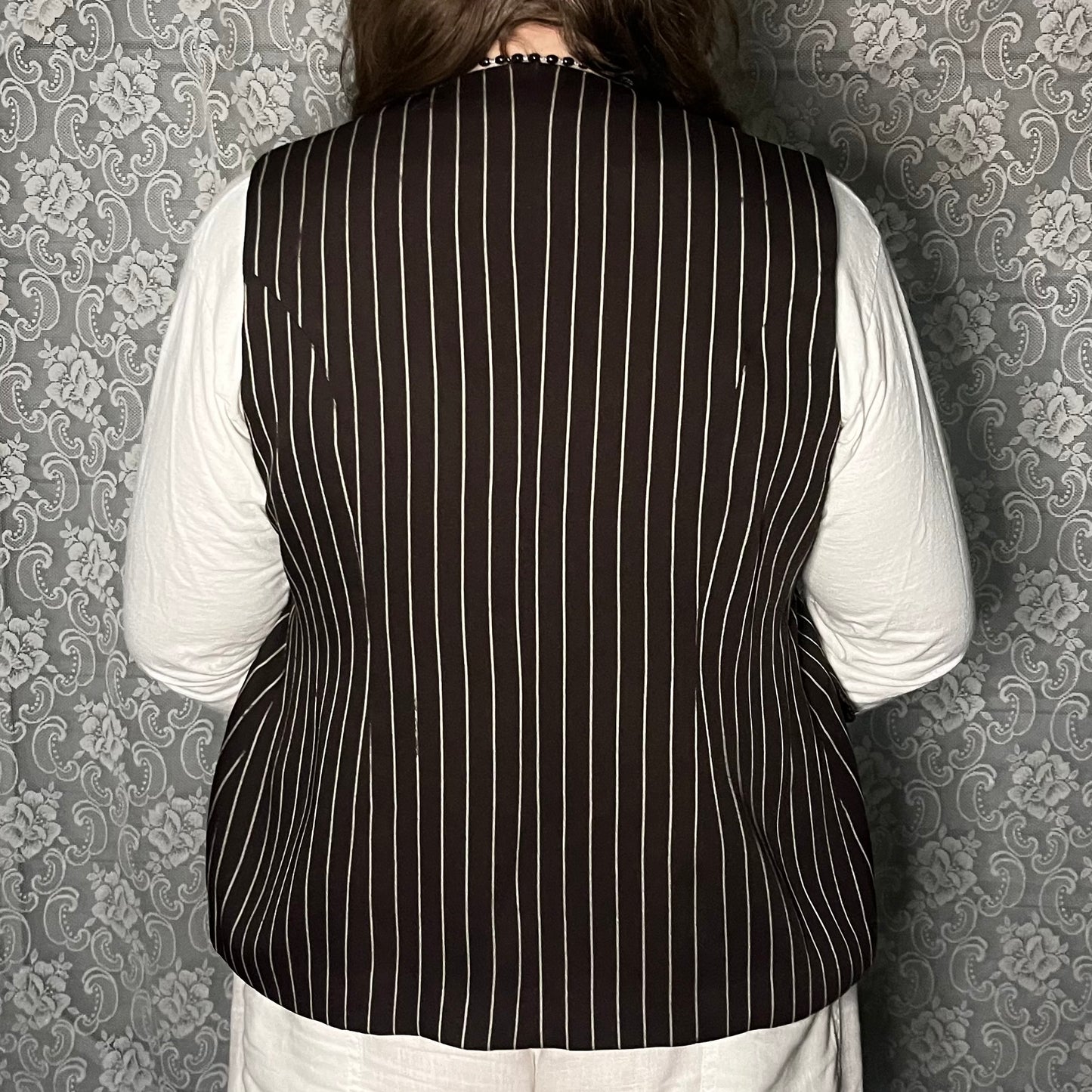 vintage brown and white stripe vest