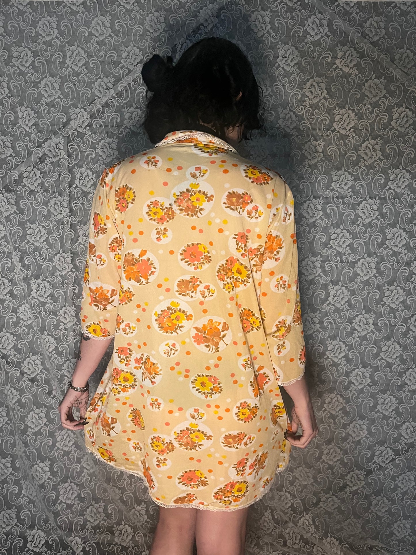 vintage orange floral nightie