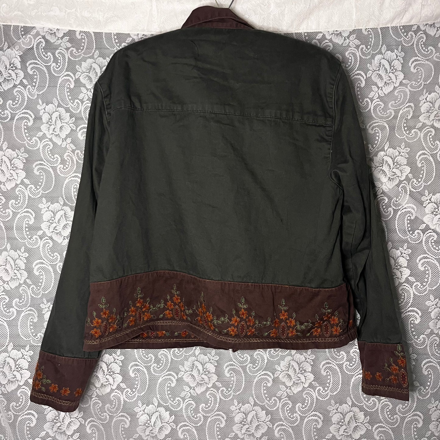 green embroidered cotton jacket