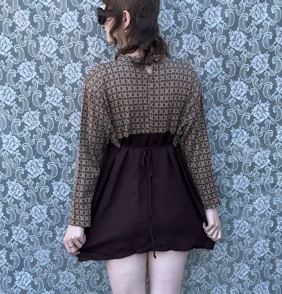 vintage mini brown babydoll dress