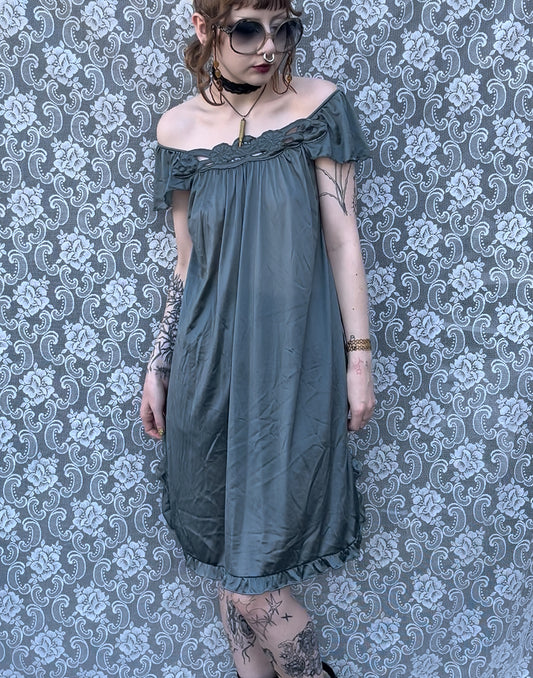 vintage grey hand dyed slip dress