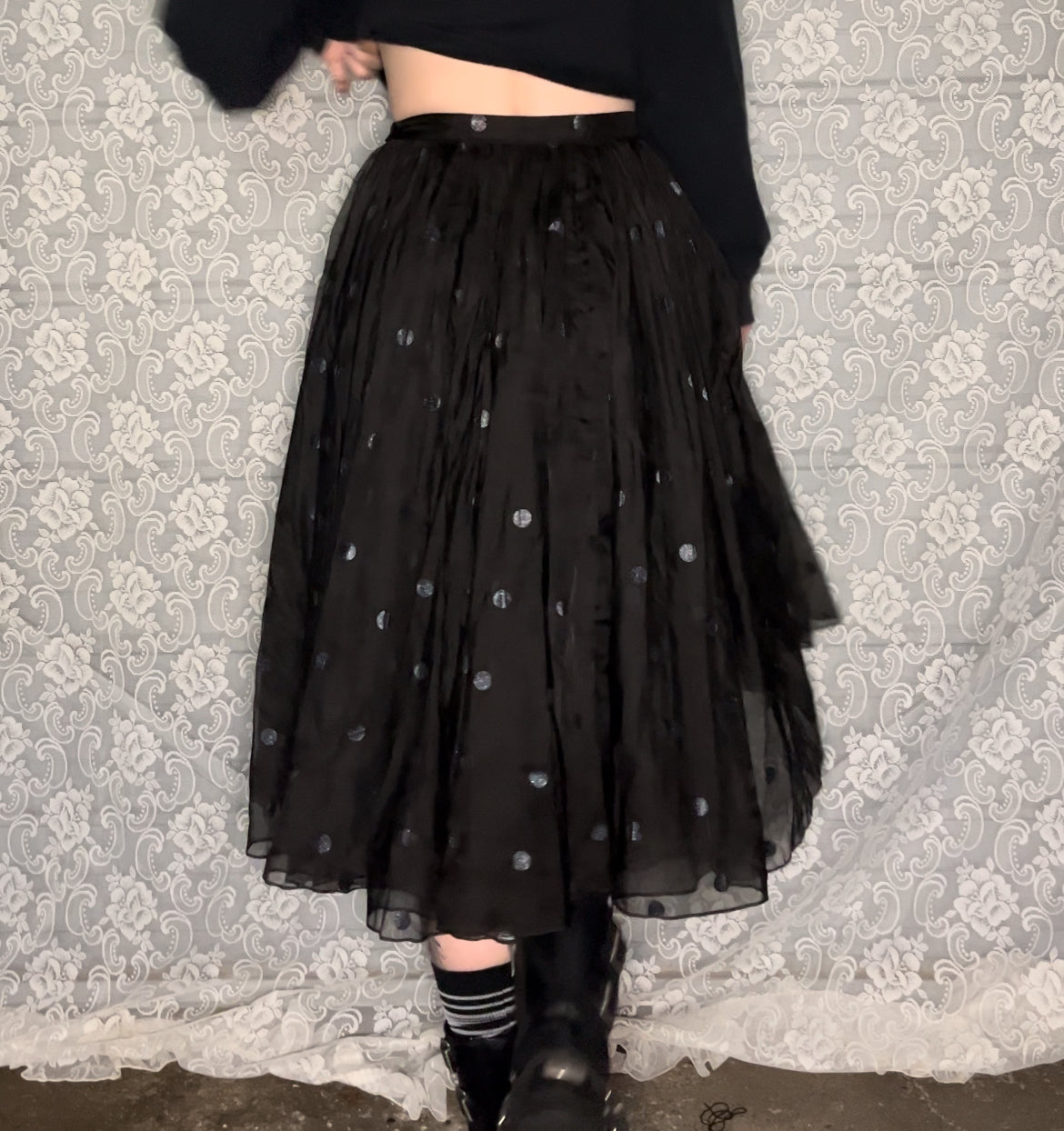 50s tulle holographic polka dot skirt