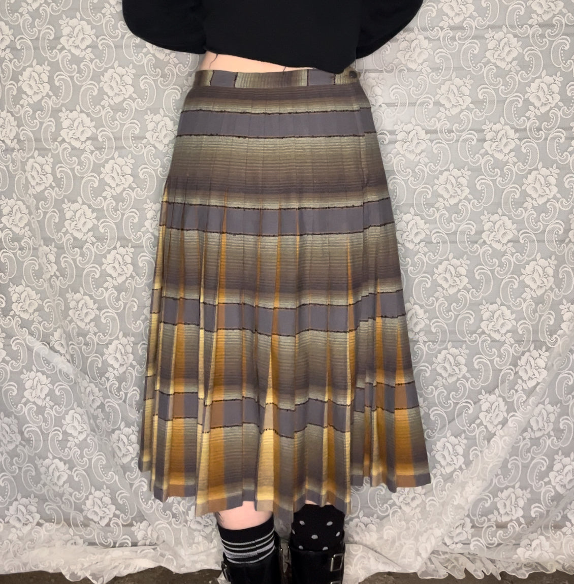 50s REVERSIBLE wool plaid skirt