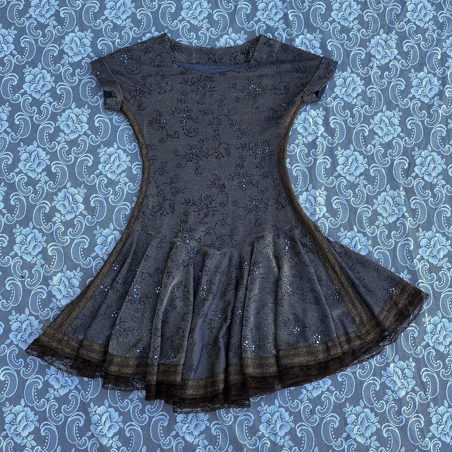 handmade brown lace + mesh dress