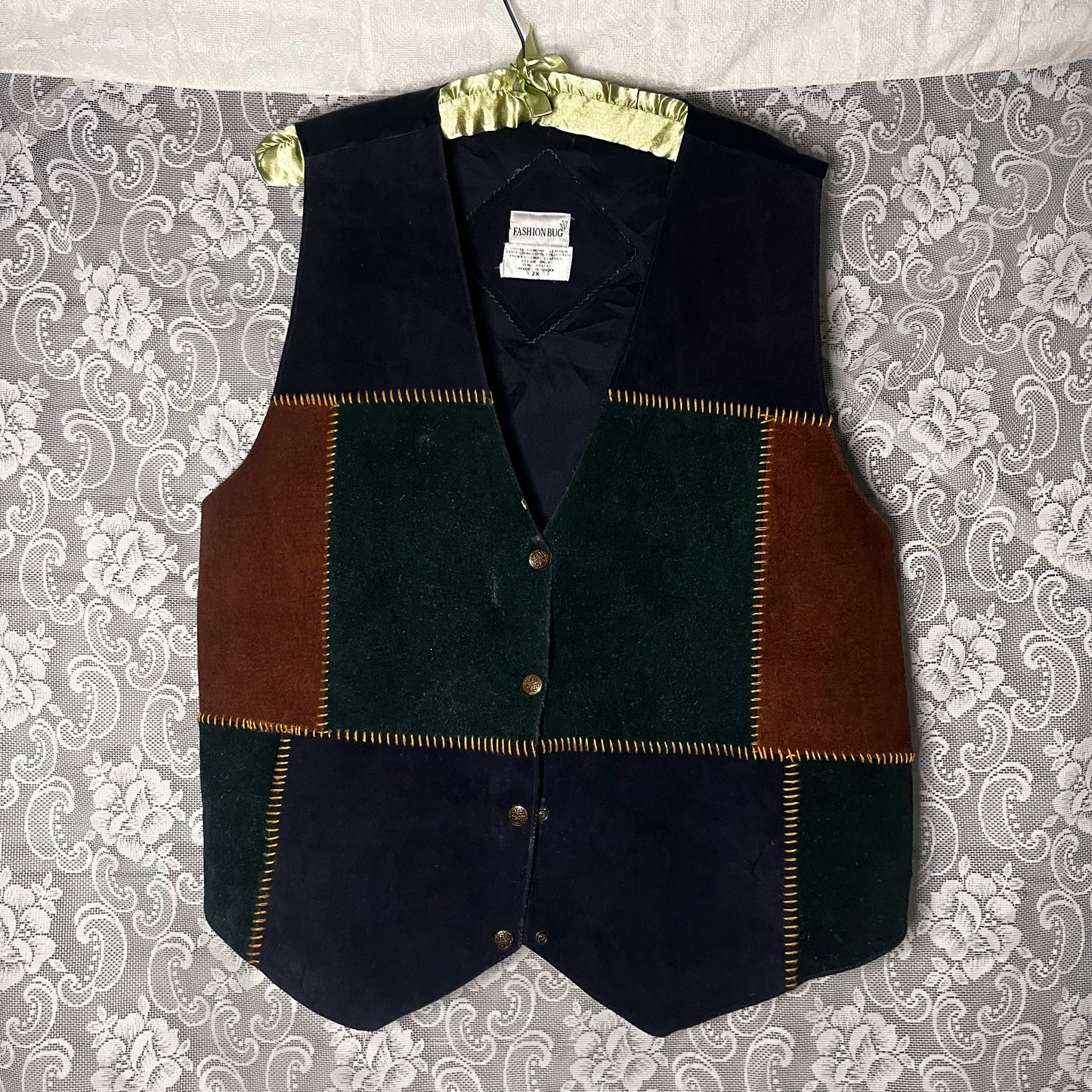 patchwork suede vest