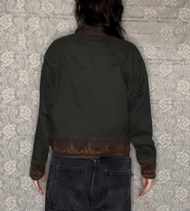 green embroidered cotton jacket