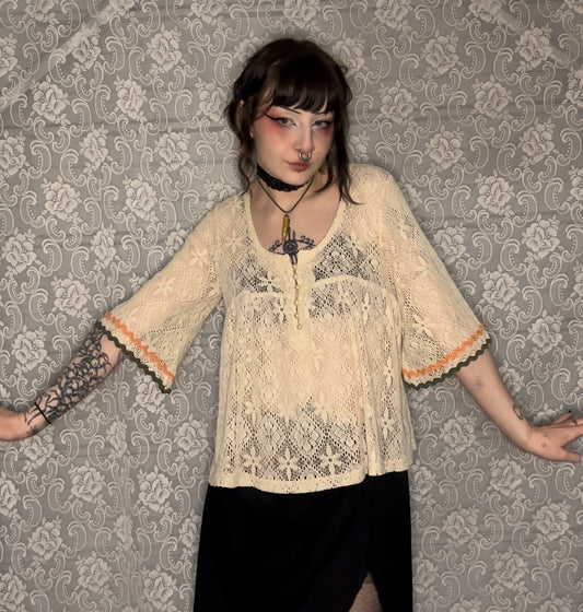 cream lace babydoll blouse