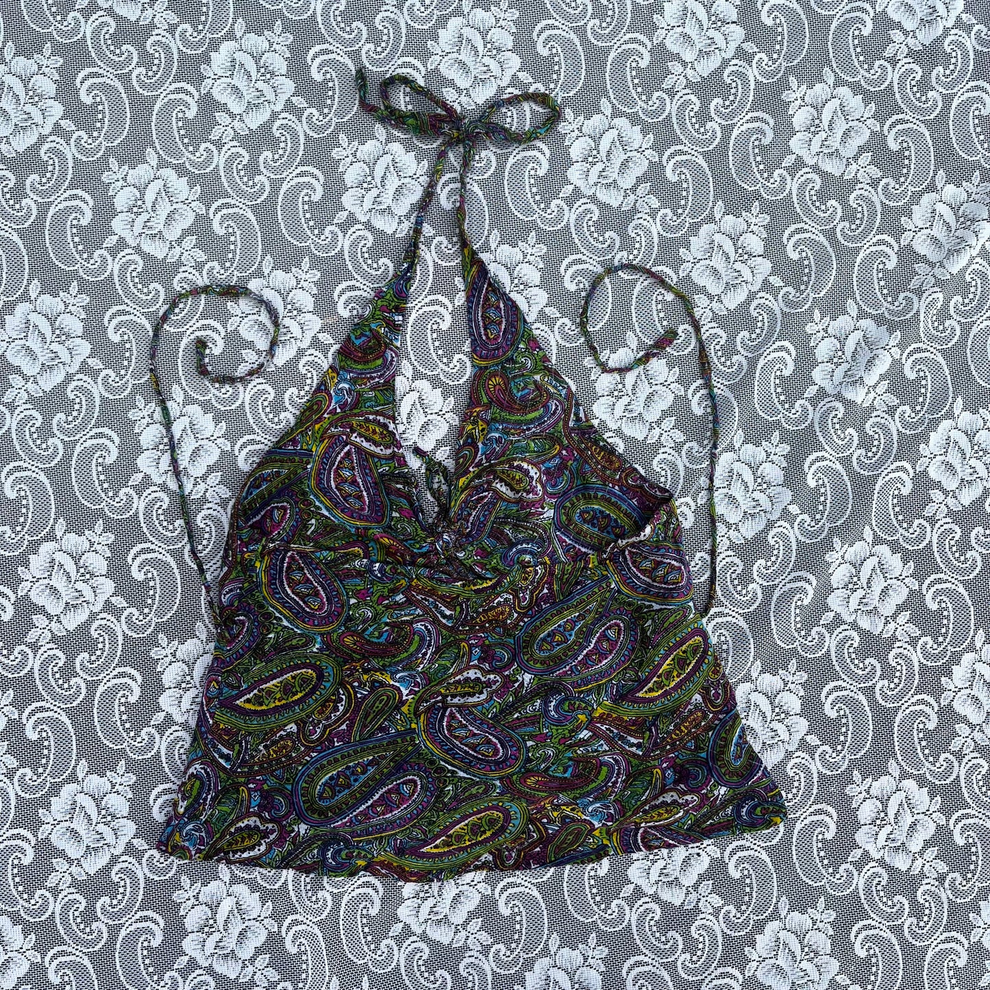 rainbow paisley halter top