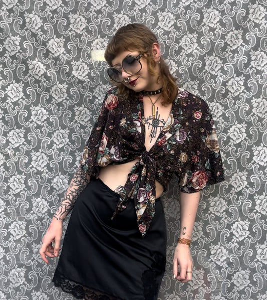 vintage floral tie up top