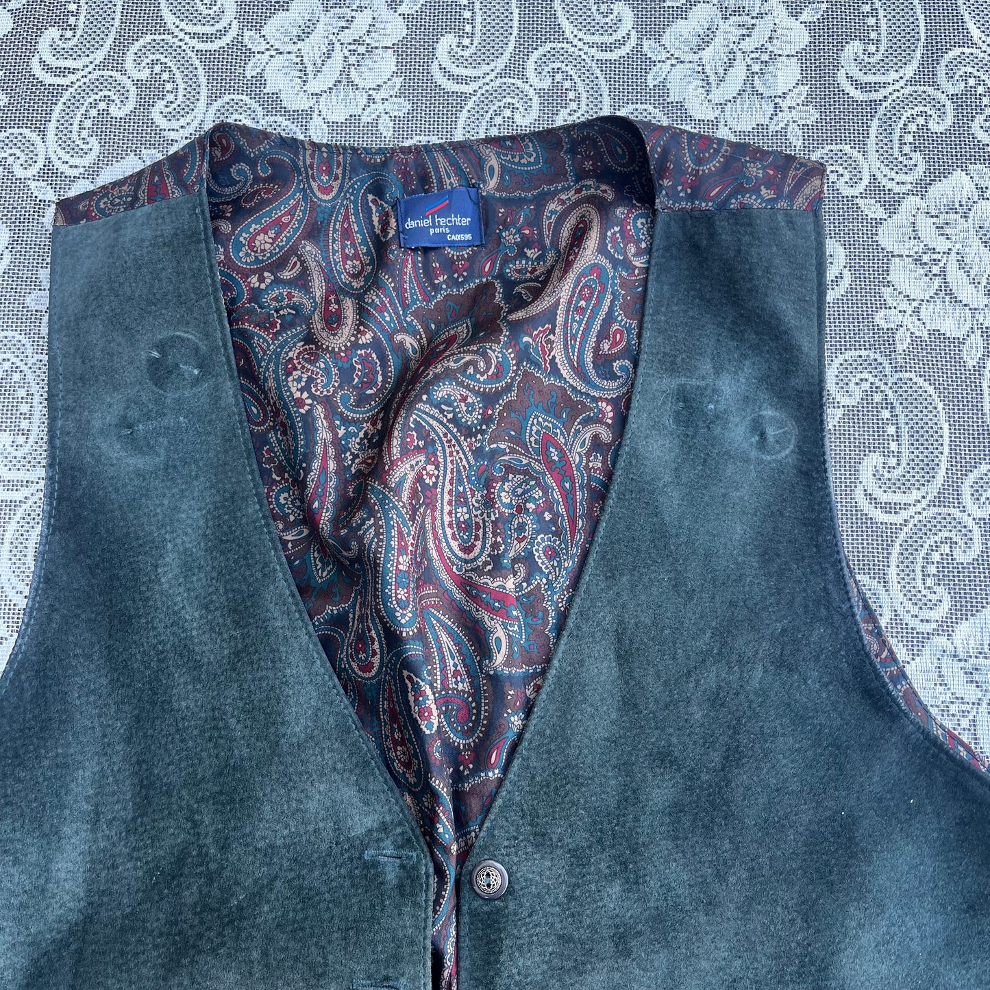 AS-IS forest green suede vest