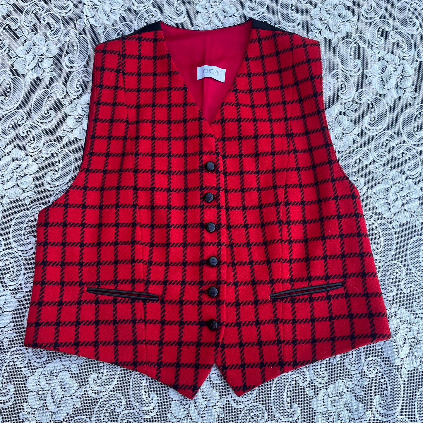 80s red wool vest