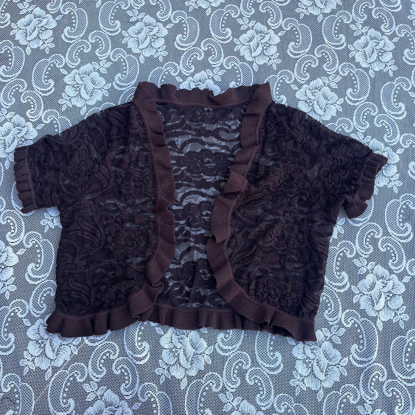 stretchy brown lace chemise top