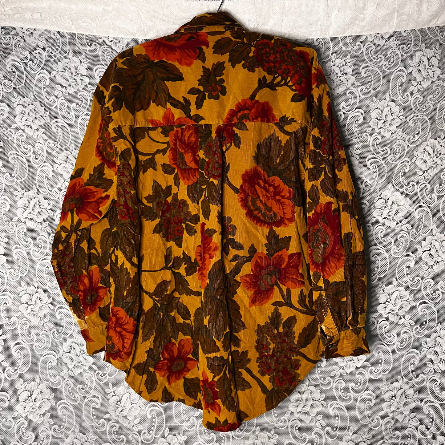 corduroy floral button up