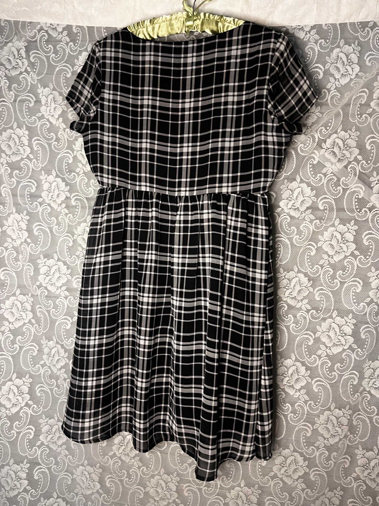 screenprinted spider plaid dress