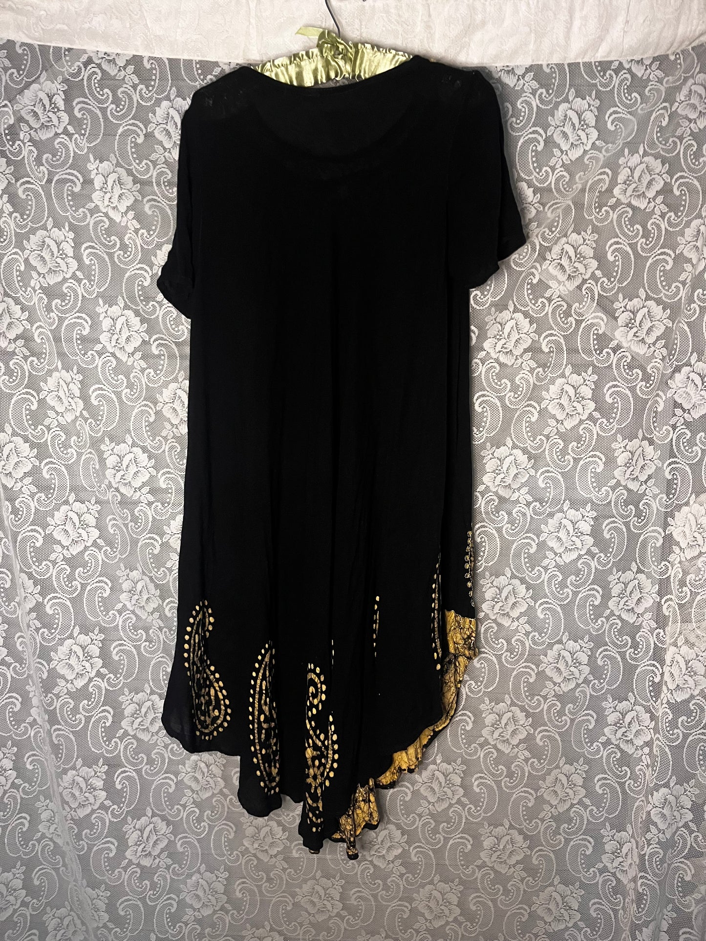 black and yellow paisley dress