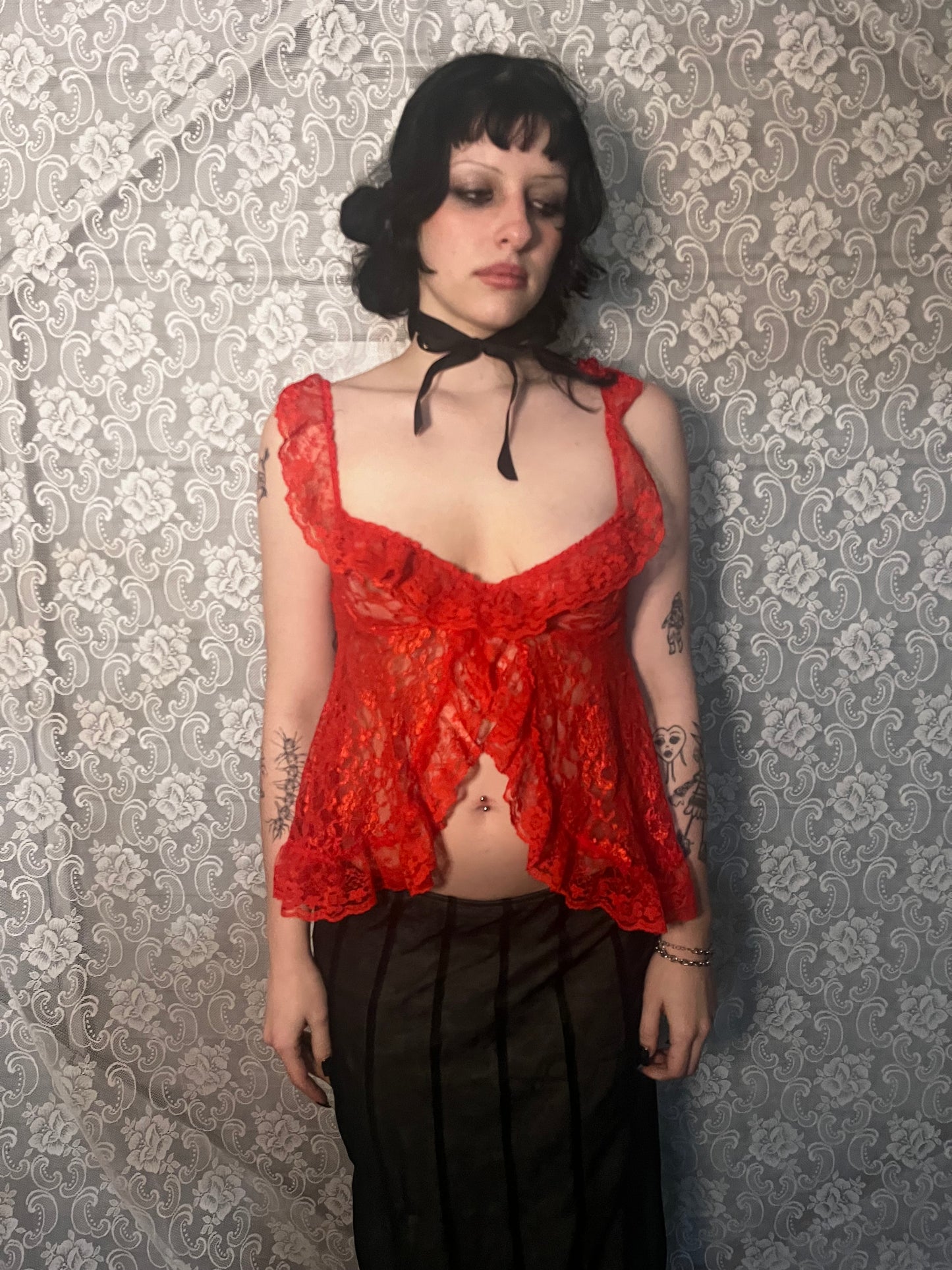 red lace lingerie top