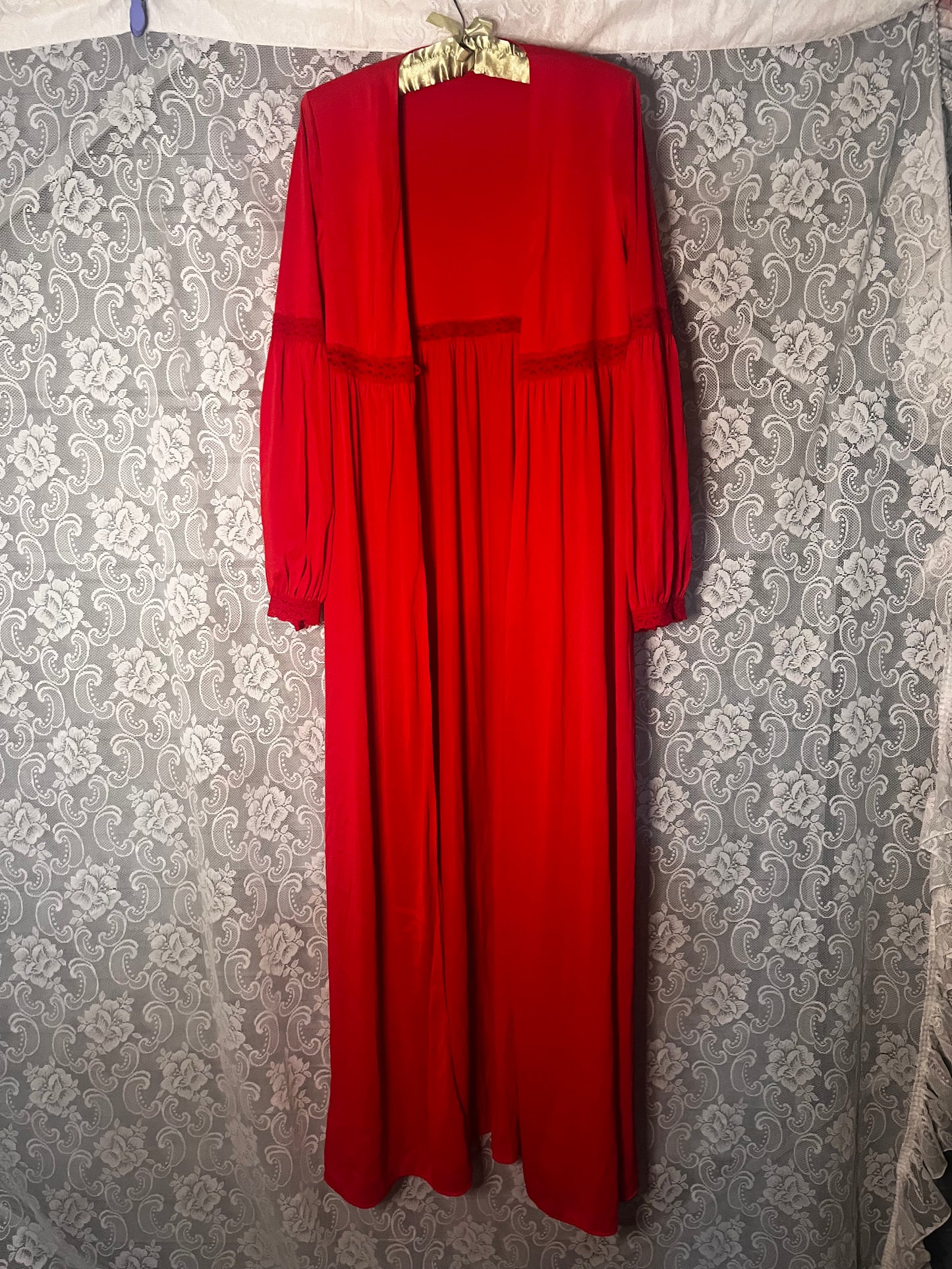 vintage red puff sleeve robe