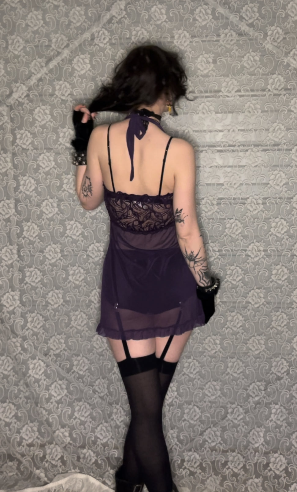 purple halter lingerie top/dress