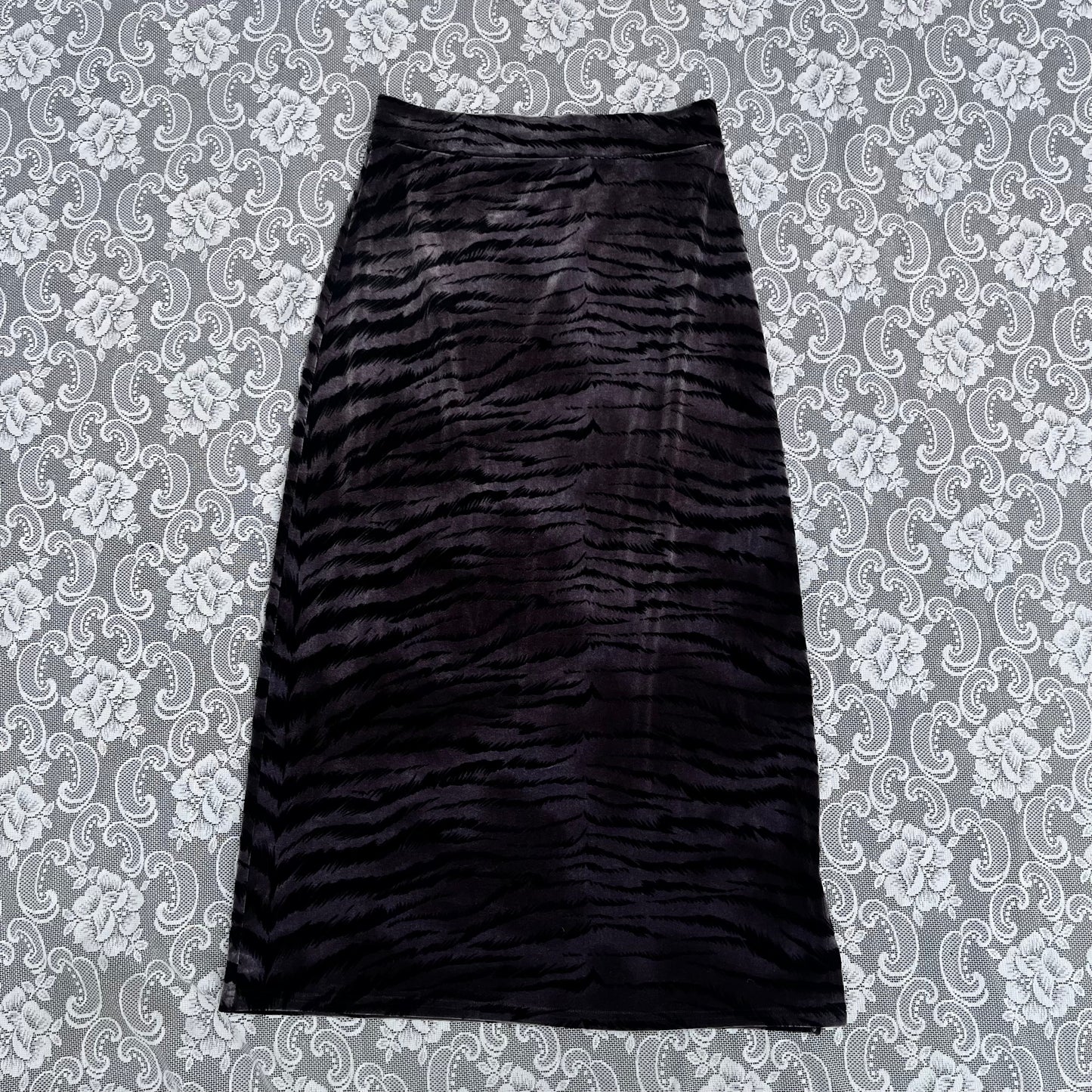 vintage japanese grey zebra print velvet skirt