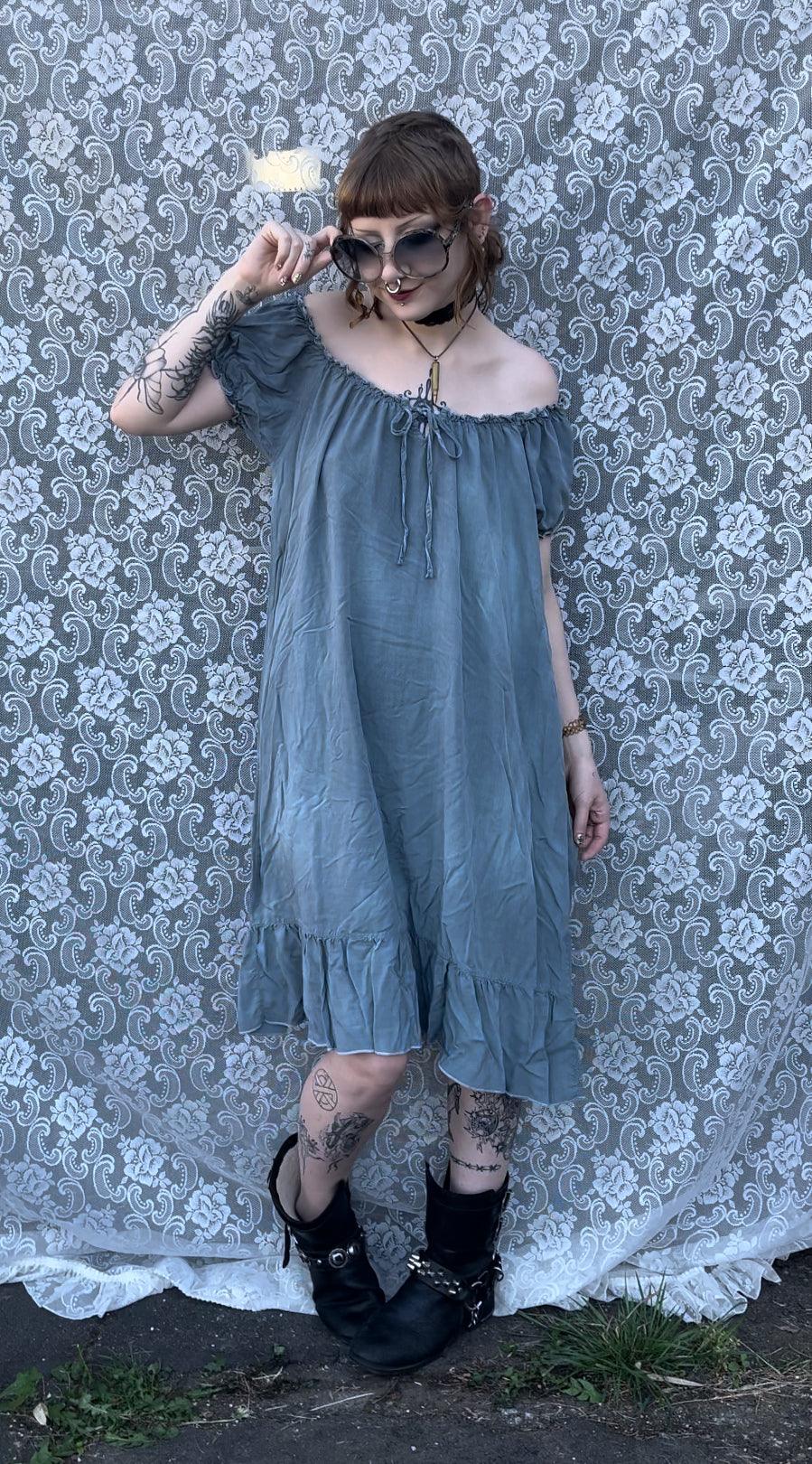 blue tie dye comfy nightgown