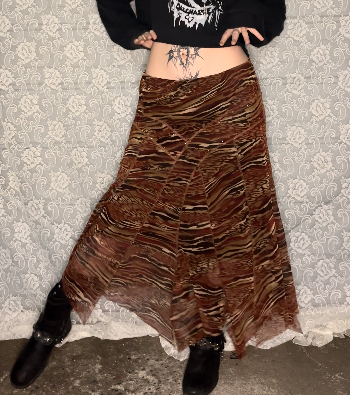 90s swirly mesh skirt