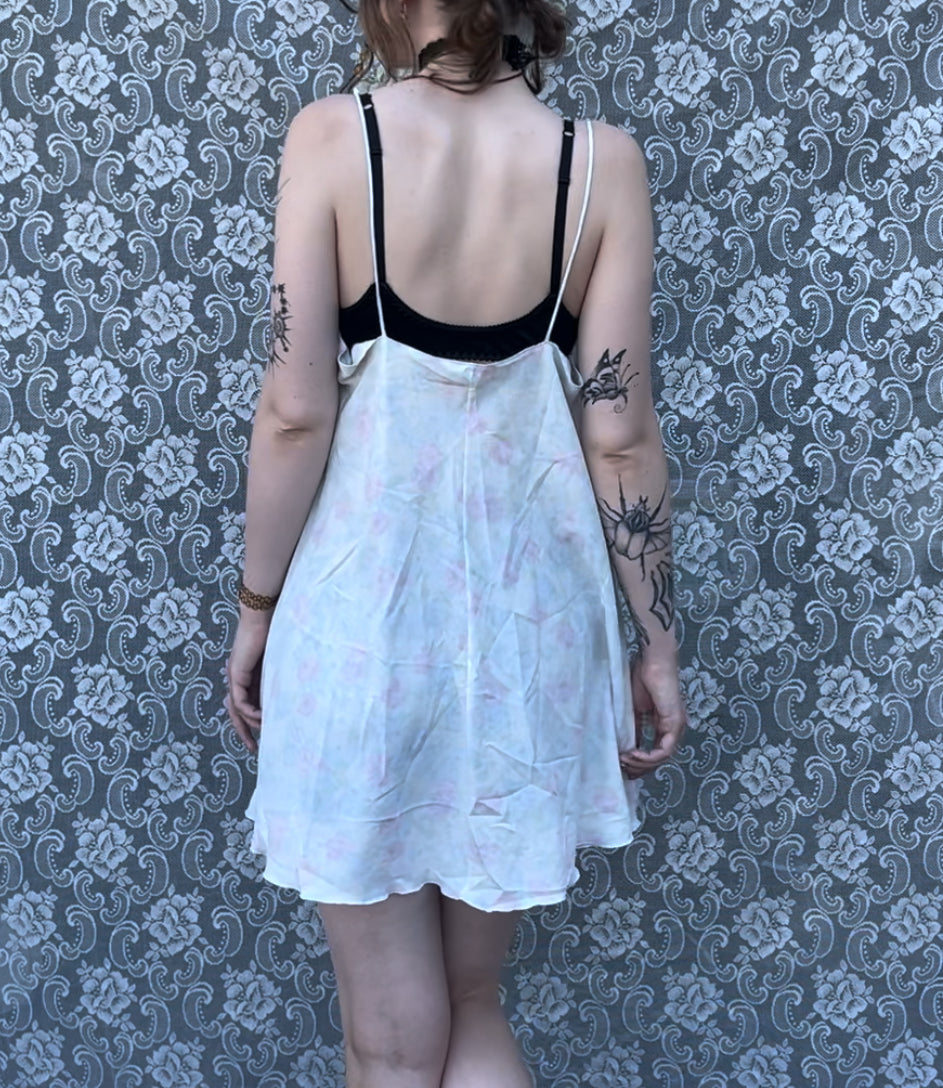 80s pastel floral slip dress