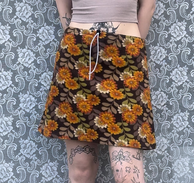 vintage handmade orange felt floral skirt