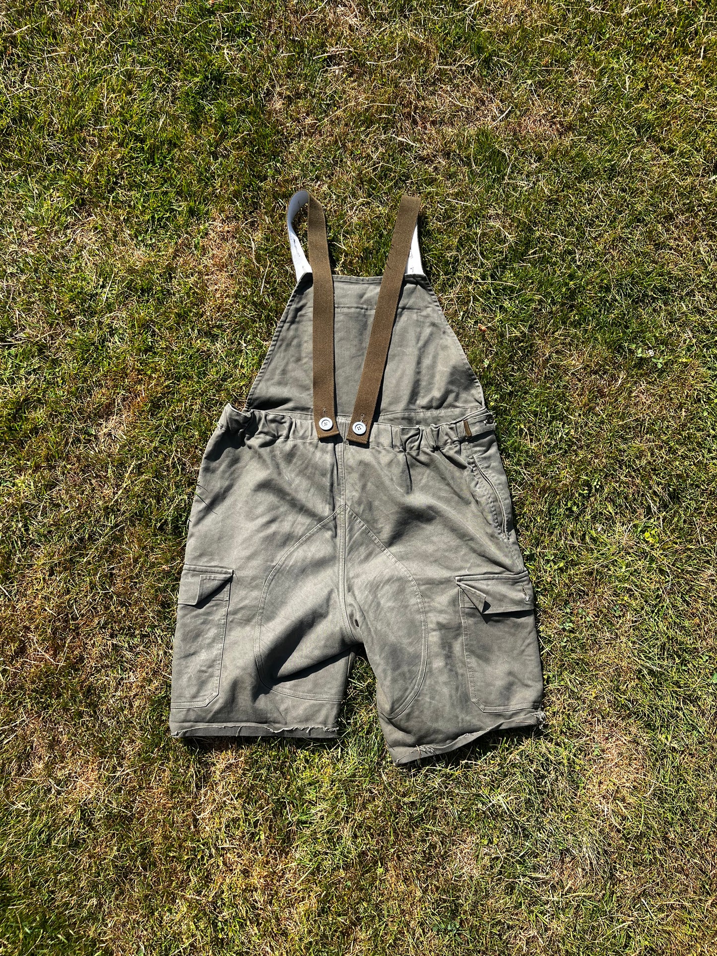 1999 german cotton canvas cutoff fishing overalls