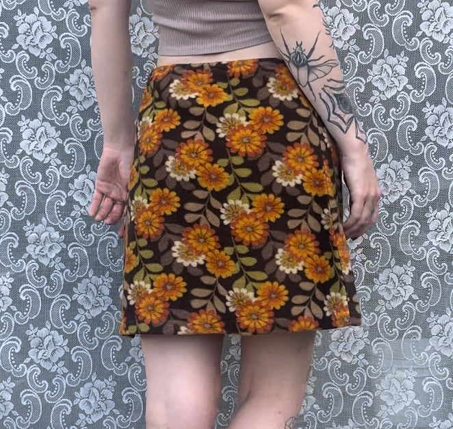 vintage handmade orange felt floral skirt