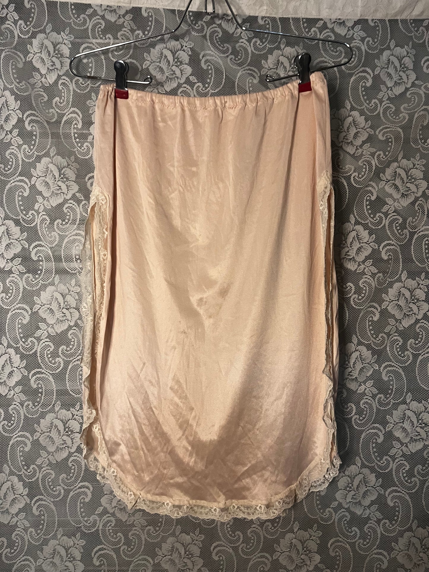 pale peach open side slip skirt