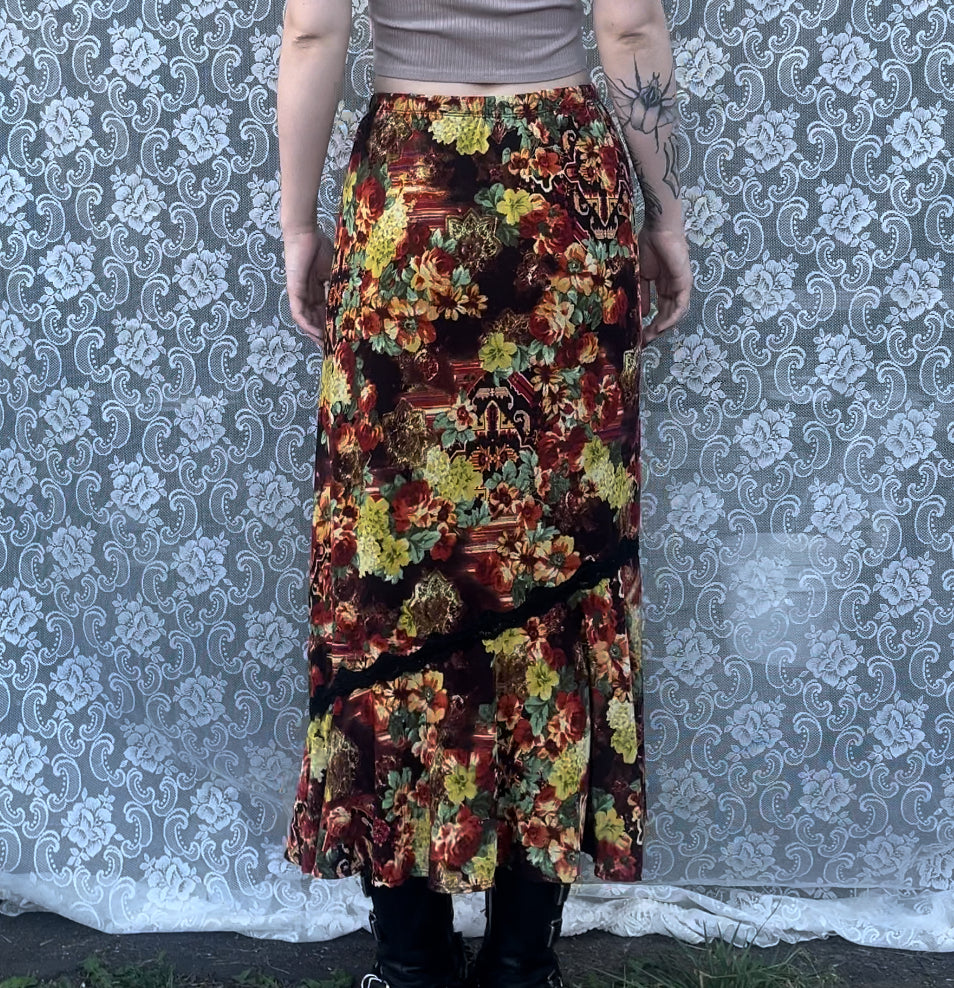 90s bright floral mermaid skirt