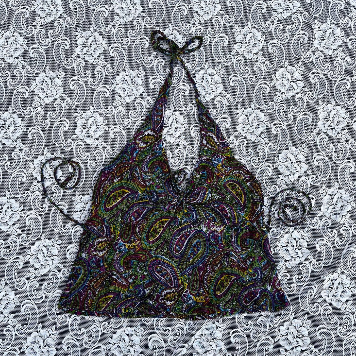 rainbow paisley halter top