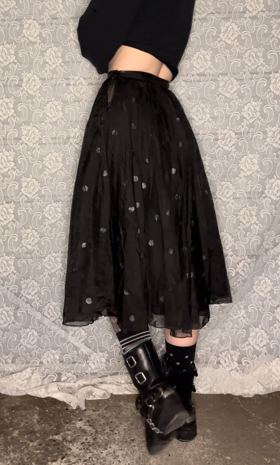 50s tulle holographic polka dot skirt