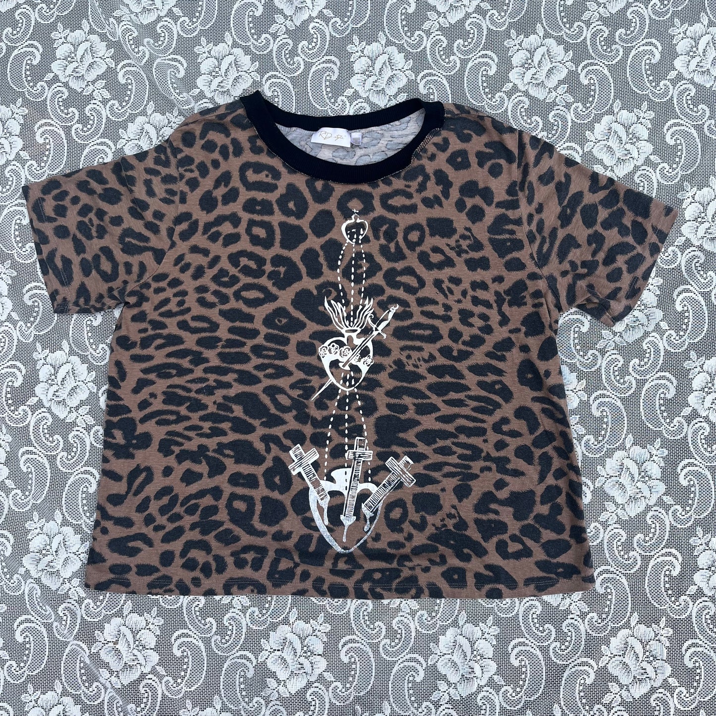 leopard print screenprinted tshirt