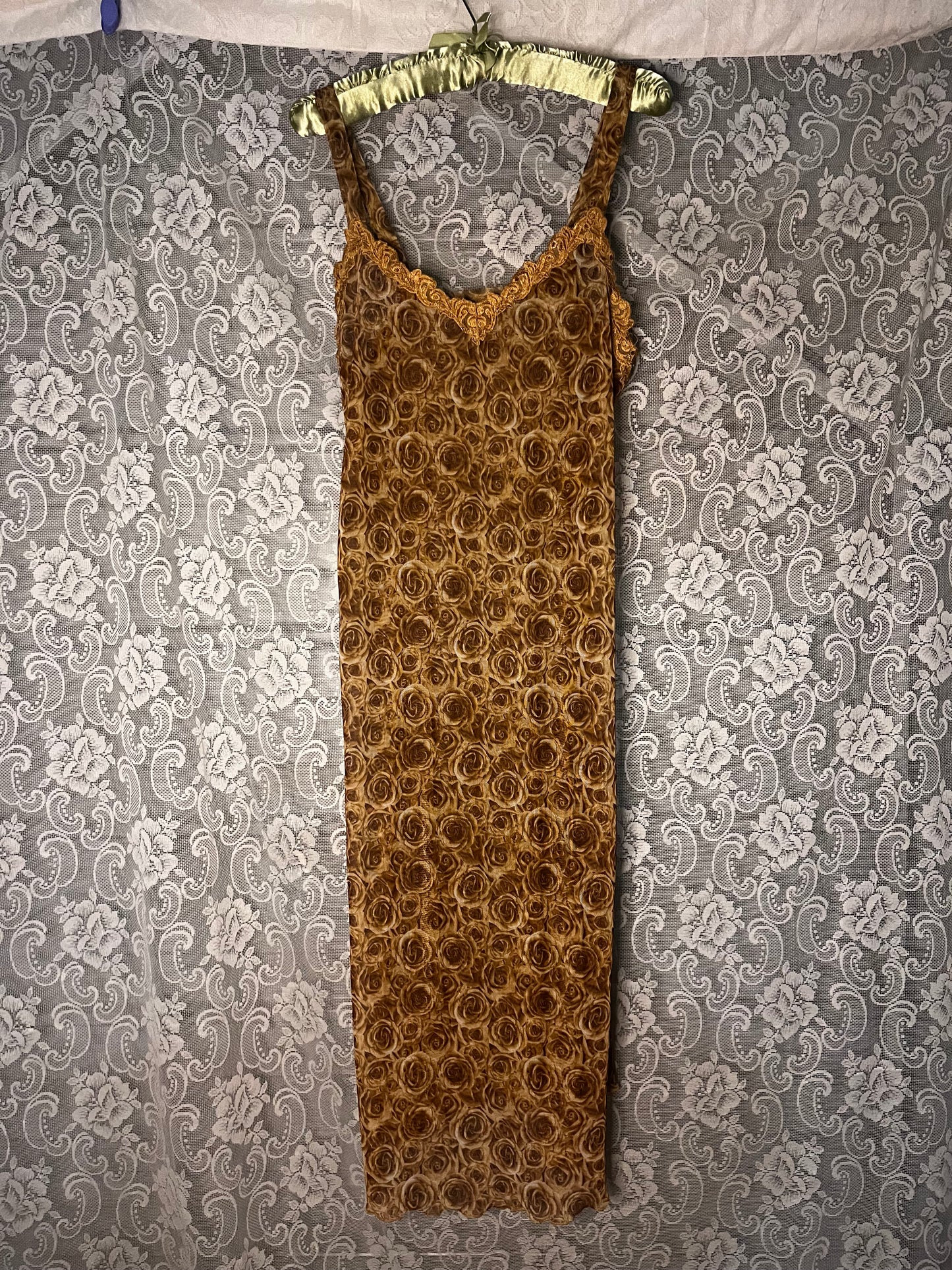 rusty roses sheer slip dress