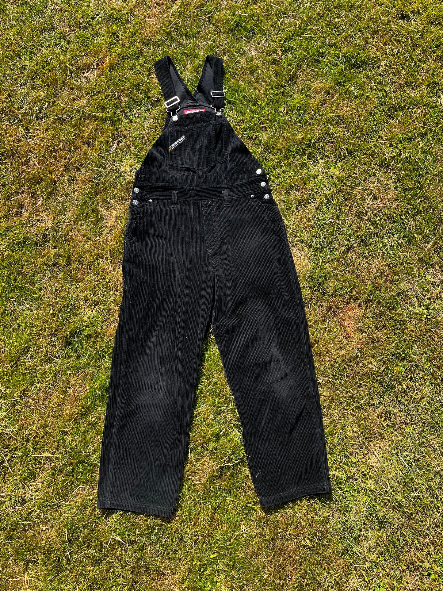 90s UNIONBAY black corduroy overalls