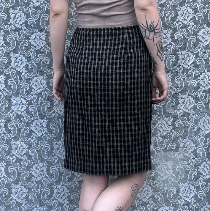 90s jessica black n white plaid wrap skirt