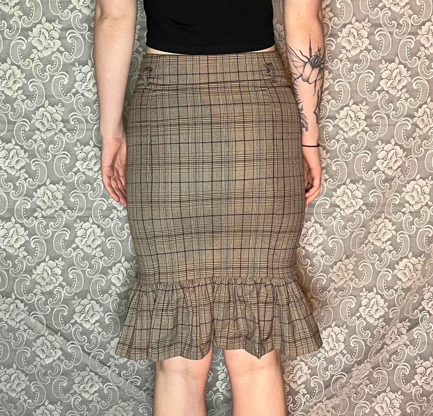 plaid pencil mermaid skirt