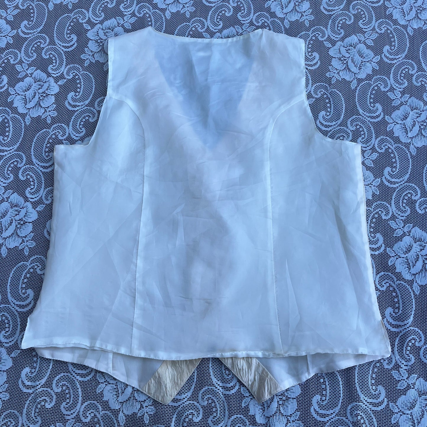 cream floral embossed vest