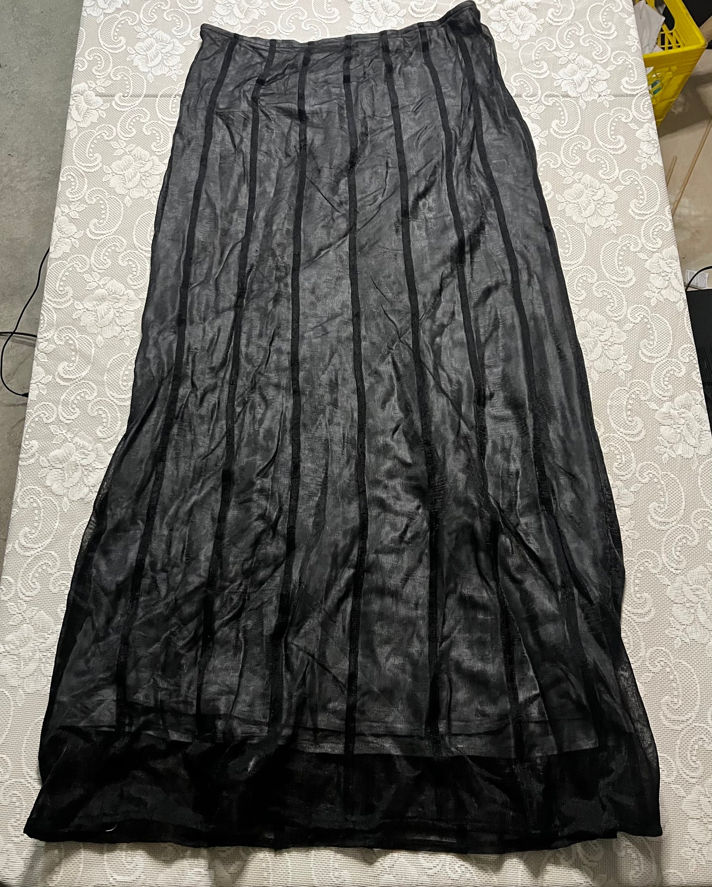 goth sheer stripe maxi skirt