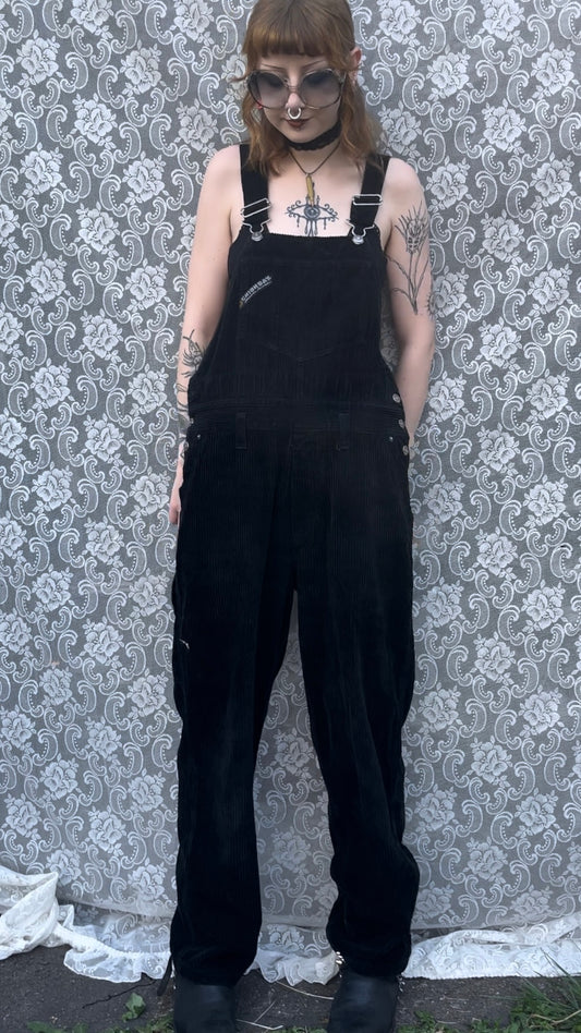 90s UNIONBAY black corduroy overalls